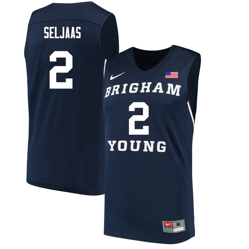 Men #2 Zac Seljaas BYU Cougars College Basketball Jerseys Sale-Navy - Click Image to Close